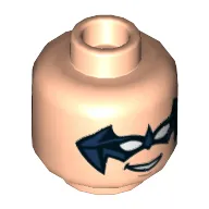 Minifig Head Nightwing, Dark Blue Eyemask, White Eye Slits, Smile / Clenched Teeth Print