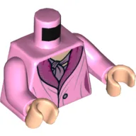 Torso Dress with Dark Pink Collar and Mauve Scarf Print (Queenie Goldstein), Bright Pink Arms, Light Nougat Hands