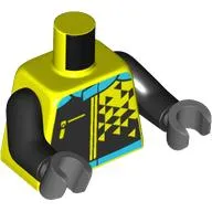 Torso, Racing Suit, Black Triangles, Medium Azure Collar, Zipper print, Black Arms, Dark Bluish Gray Hands