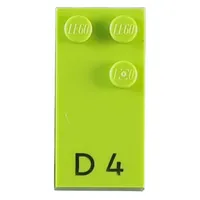 Braille Brick 2 x 4 with 3 Studs ⠙ 'D 4' Print