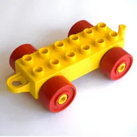 Duplo Car Base 2 x 6 with Red Wheels and Old Style Closed Hitch End