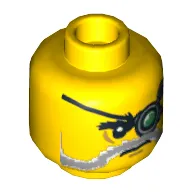 Minifig Head Major Quinton Steele, Beard Gray and White, Mechanical Left Eye Print [Hollow Stud]