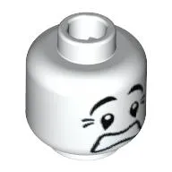 Minifig Head Mime, Scared Look, Black Eyes with White Pupils Print [Blocked Open Stud]