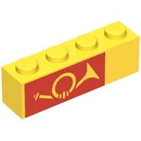Brick 1 x 4 with Horn on Red Background Print, Left Side
