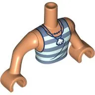 Minidoll Torso Man with Nougat Arms and Hands with Light Aqua/Sand Blue Shirt, White Shell Necklace print