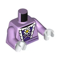 Torso Dress, White Trim Laces, Dark Purple Shirt, Flower print, Lavender Arms, White Hands