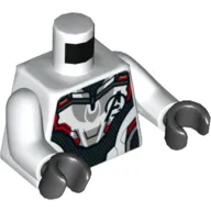 Torso Armour with Black and Red Panels and Avengers Logo Print, White Arms, Black Hands