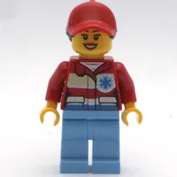 Paramedic, Woman, Red Jacket with Star of Life, Red Cap with Hair, Open Mouth