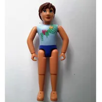 Belville Figure Fixed Elbows, Male, Brown Hair, Light Blue Shirt with Net and Seashell Print, Blue Swimsuit