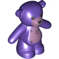 Animal, Bear / Teddy, Arms Down with Black Eyes, Nose and Mouth / Lavender Belly with Heart Print