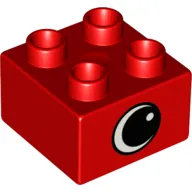 Duplo Brick 2 x 2 with Eye with White Spot Print, on Two Sides - Type 1