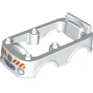 Duplo Car Body, Camper 6 x 10 x 2 with Dark Blue Grill, Orange Warning Stripes, Star of Life print