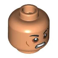 Minifig Head Darth Dev, Black Eyebrows with Cut, Surprised/Dark Nougat Eyeshadow, Angry
