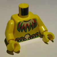 Torso Bare Chest with Feather Necklace and Ornate Belt Print, Yellow Arms and Hands