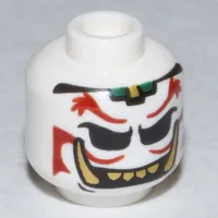 Minifig Head Doubloon, Dark Red Eyebrows, Mustache, Sad / Evil Grin Print