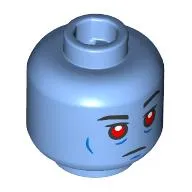 Minifig Head Admiral Thrawn, Red Eyes, Blue Cheek Lines, with Neutral Closed Mouth / Angry Clenched Teeth Print