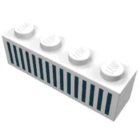 Brick 1 x 4 with Bottom Tubes, Lowered Center Cross Support with Black 15 Bars Grill Print
