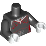 Torso Dress with Red Webbed Shoulders, and Silver Spider Print, Black Arms, White Hands