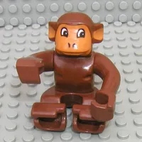 Duplo Animal Monkey, Earth Orange Face and Ears, Eyes Looking Left
