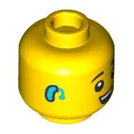 Minifig Head, Eyebrows, Dark Turquoise Hearing Aid, Surprised Print