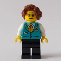 Train Conductor, Dark Turquoise Vest, Reddish Brown Hair, Glasses