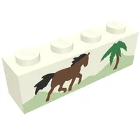 Brick 1 x 4 with Horse Running and Palm Tree Print