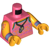 Torso Vest with Dark Purple, Azure, and Lime Design, Necklace with Whistle Print, Bright Light Orange Arms and Hands