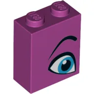 Brick 1 x 2 x 2 with Inside Stud Holder with Blue Eye, Eyebrow Left print