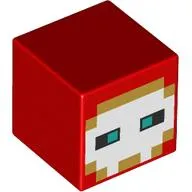 Minifig Head Special, Cube, Pixelated White/Tan Face, Dark Turquoise Eyes