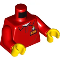 Torso Sweater with Name Badge, and Minifig / 'LEGOLAND' on Back Print, Red Arms, Yellow Hands