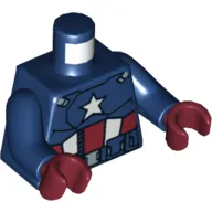Torso Armor with White Star on Chest Print (Captain America), Dark Blue Arms, Dark Red Hands