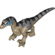 Animal, Dinosaur, Raptor, Adult with Dark Bluish Grey Tail, Black Markings, Blue Face print