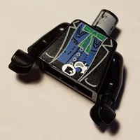 Torso Jacket with Blue Undershirt, Green Bow, Gun in Belt Print (Bandit), Black Arms and Hands