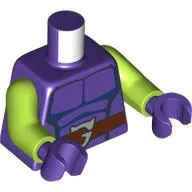 Torso, Muscle Chest, Reddish Brown Belt, Silver 'G'-Shaped Buckle print, Lime Arms, Dark Purple Hands