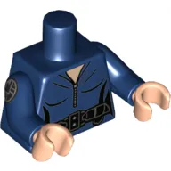 Torso Jumpsuit with Silver Zipper and Black Utility Belt Print, Dark Blue Arm with SHIELD Logo Print Right, Dark Blue Arm Left, Light Nougat Hands