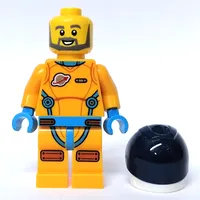 Astronaut, Male, Bright Light Orange Suit, Dark Blue Visor, Beard