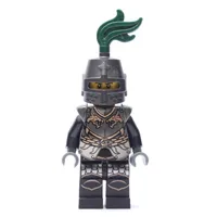 Dragon Knight, Black, Armor, Helmet with Dark Green Plume (Pearl Dark Gray)