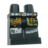 Hips and Black Legs with Silver Belt, Orange Chain, Olive Green Pockets, Silver Kneepads print