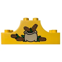 Duplo Brick 2 x 6 x 2 with Curved Ends with Sack of Corn Print