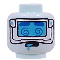 Minifig Head Dreamling, Silver Goggles with Medium Blue Visor, Gold Dots on Back