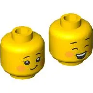 Minifig Head Eyelashes, Bright Light Orange Blushes, Lopsided Grin / Open Mouth Smile Print