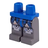 Hips and Dark Gray Legs with Insectoid Blue Circuitry over Black and Silver Background Print