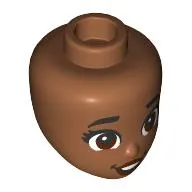 Minidoll Head, Black Eyebrows, Reddish Brown Eyes, Wide Open, Dark Red Lips