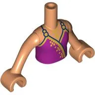 Minidoll Torso Girl with Nougat Arms and Hands with Magenta Dress, Gold Trim, Straps print