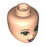 Minidoll Head Olive Green Eyes, Pink Lips, Open Mouth