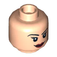 Minifig Head, Eyelashes and Red Lips, Smile / Angry Print