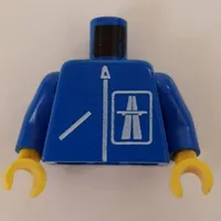 Torso Jacket, Zipper, Highway Logo Print, Blue Arms, Yellow Hands