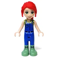 Mia - Bright Light Yellow Shirt, Blue Overalls, Sand Green Boots