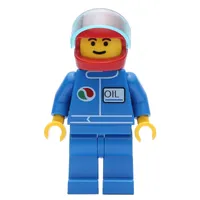 Racer, Blue Jacket with Octan Logo, Blue Legs, Red Helmet with Stars and Visor