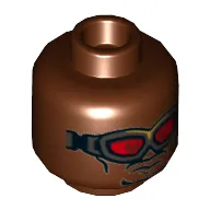 Minifig Head Falcon, Dual Sided, Goggles with Red Lenses / No Goggles Print [Hollow Stud]
